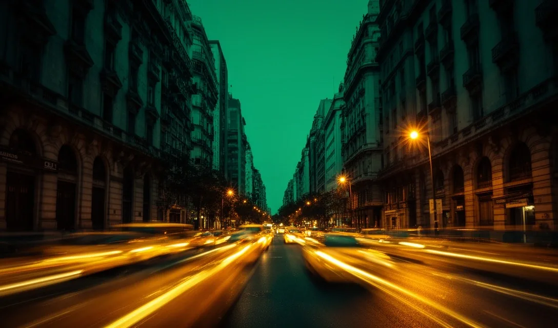 Distrito financiero de Buenos Aires al atardecer