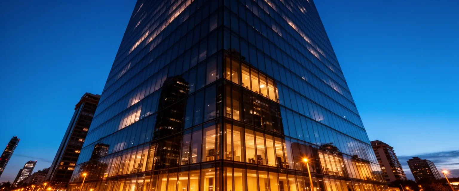 Edificio corporativo de Buenos Aires al atardecer