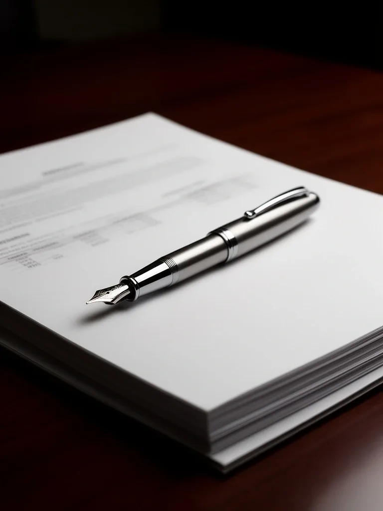 Pluma estilográfica sobre papel de contabilidad