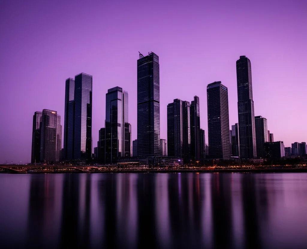 Distrito financiero de Buenos Aires al atardecer