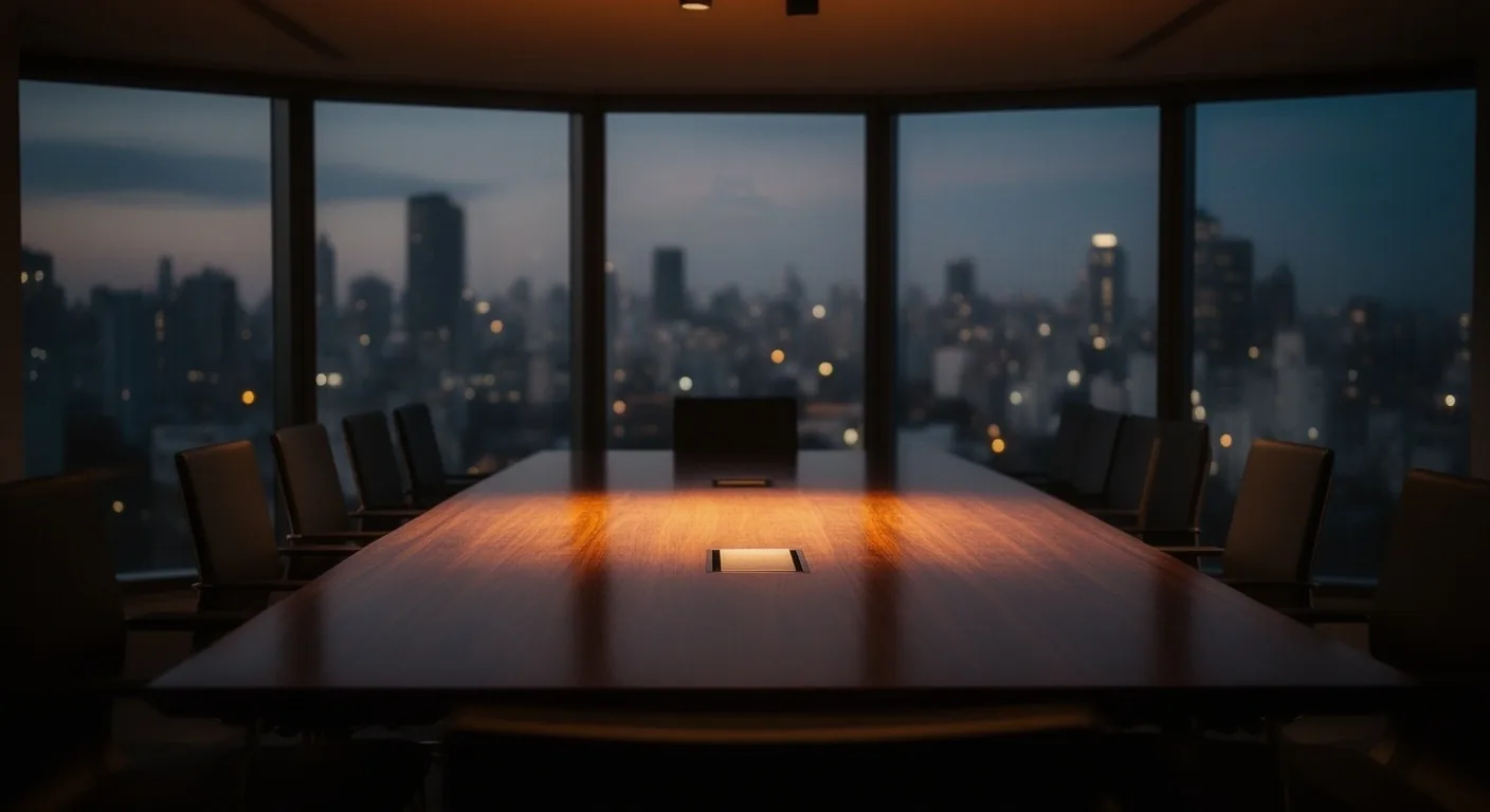 Sala de juntas ejecutiva al atardecer en Buenos Aires