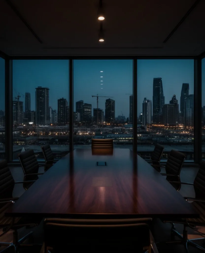 Sala de reuniones ejecutiva al atardecer en Buenos Aires
