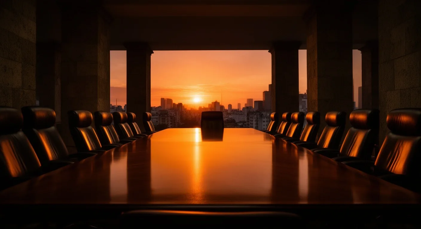 Sala de juntas ejecutiva en Buenos Aires al atardecer