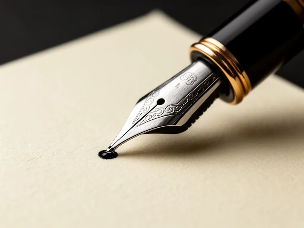 Pluma estilográfica sobre papel rayado